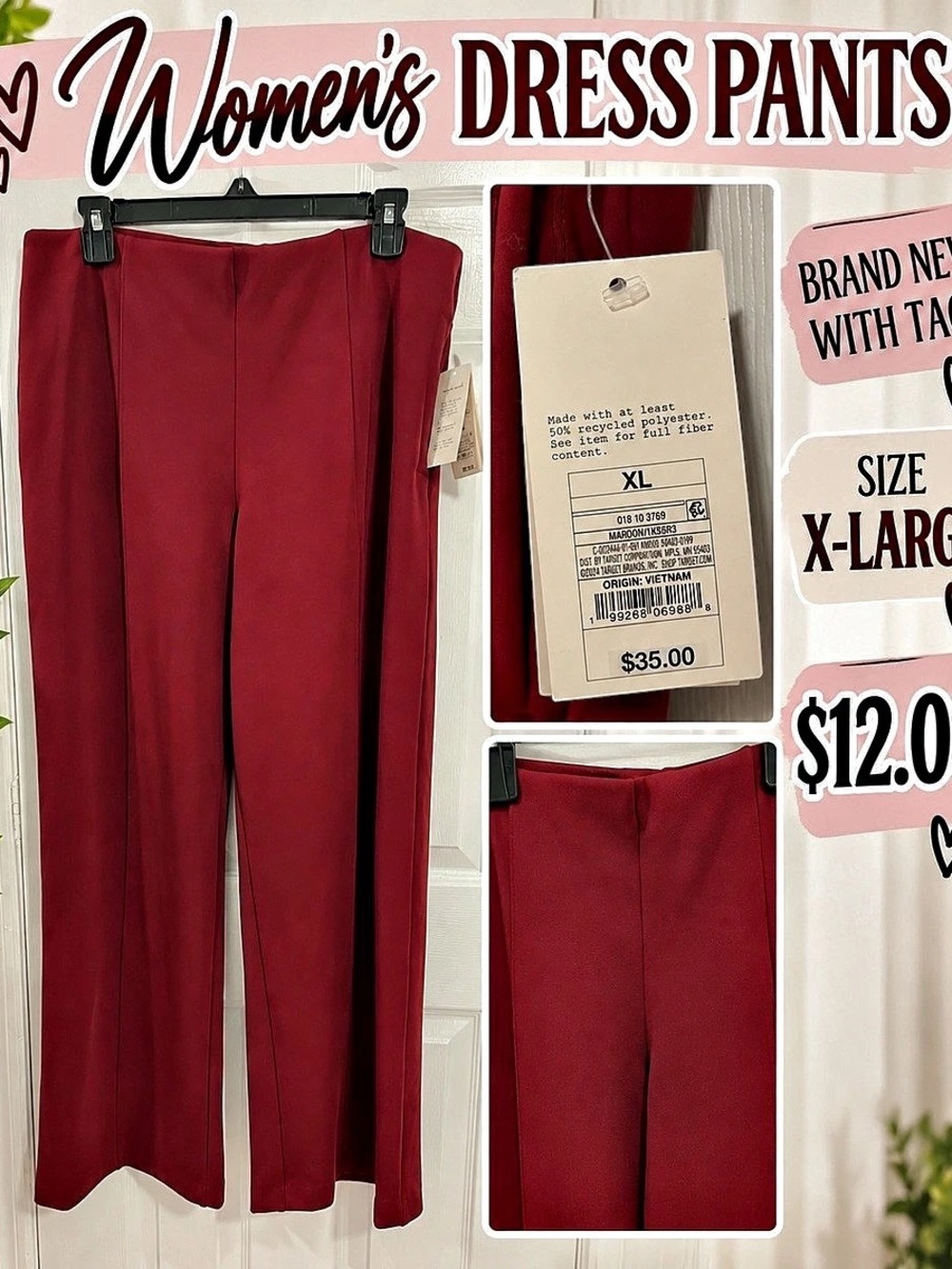A New Day Women's Modern Wide-Leg Pull-On Pants XL